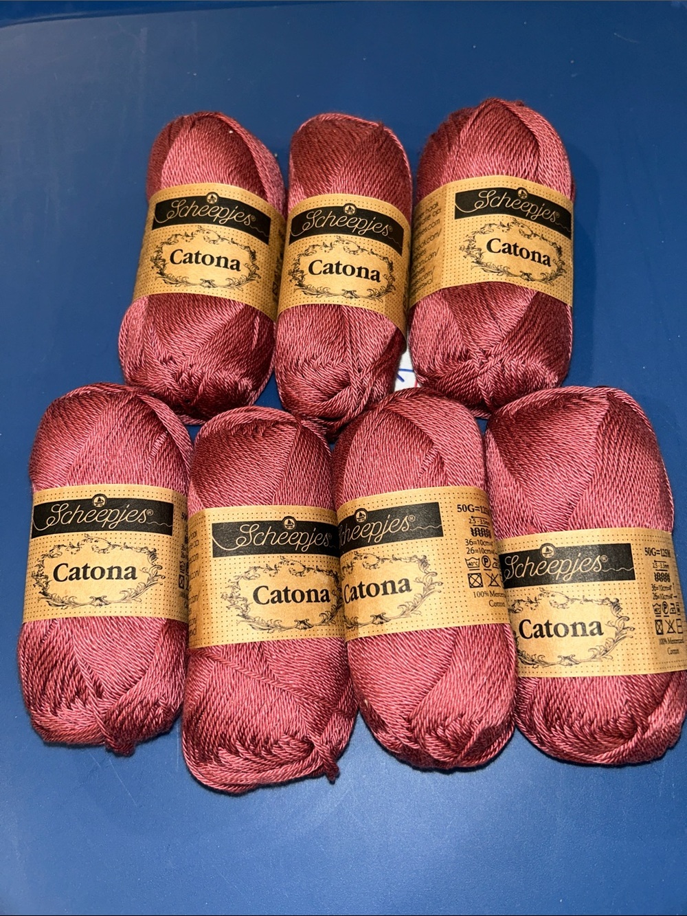 Scheepjes Catona Cotton Yarn - Deep Rose (7 Skeins)